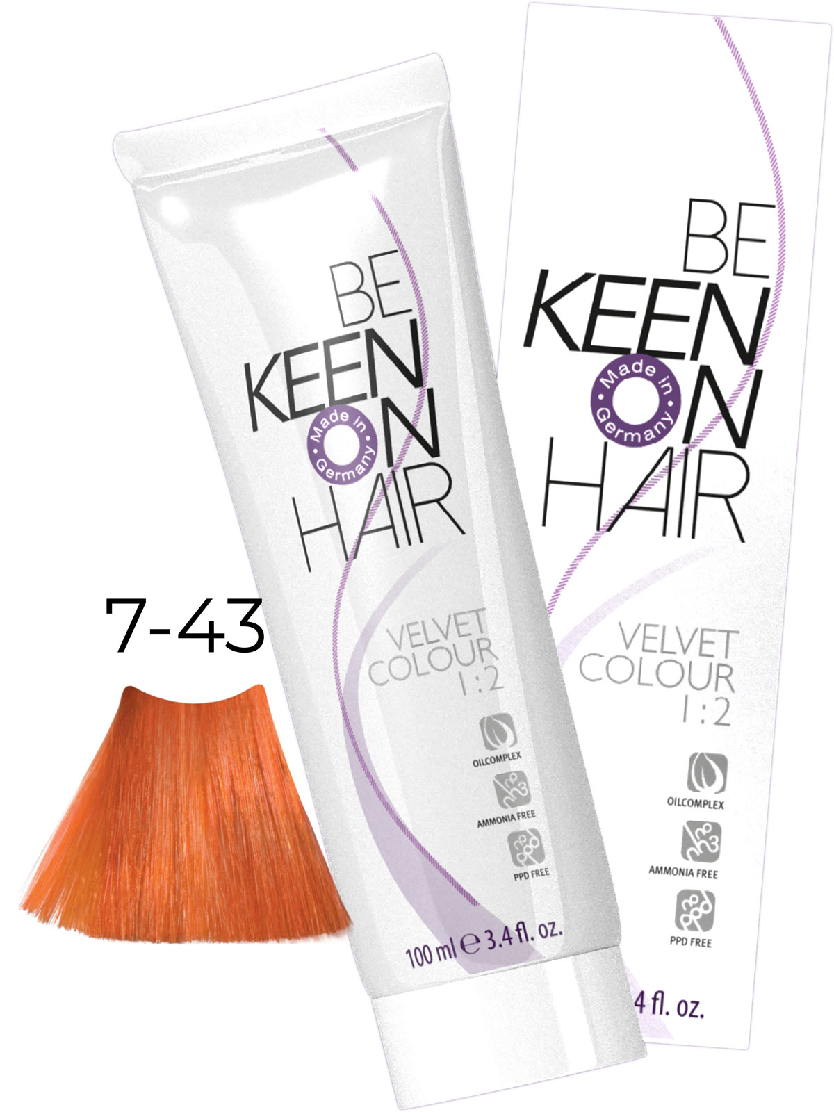 Крем-краска без аммиака VELVET COLOUR 7.43 Mittelblond Kupfer-Gold/Натуральный медно-золот. блондин