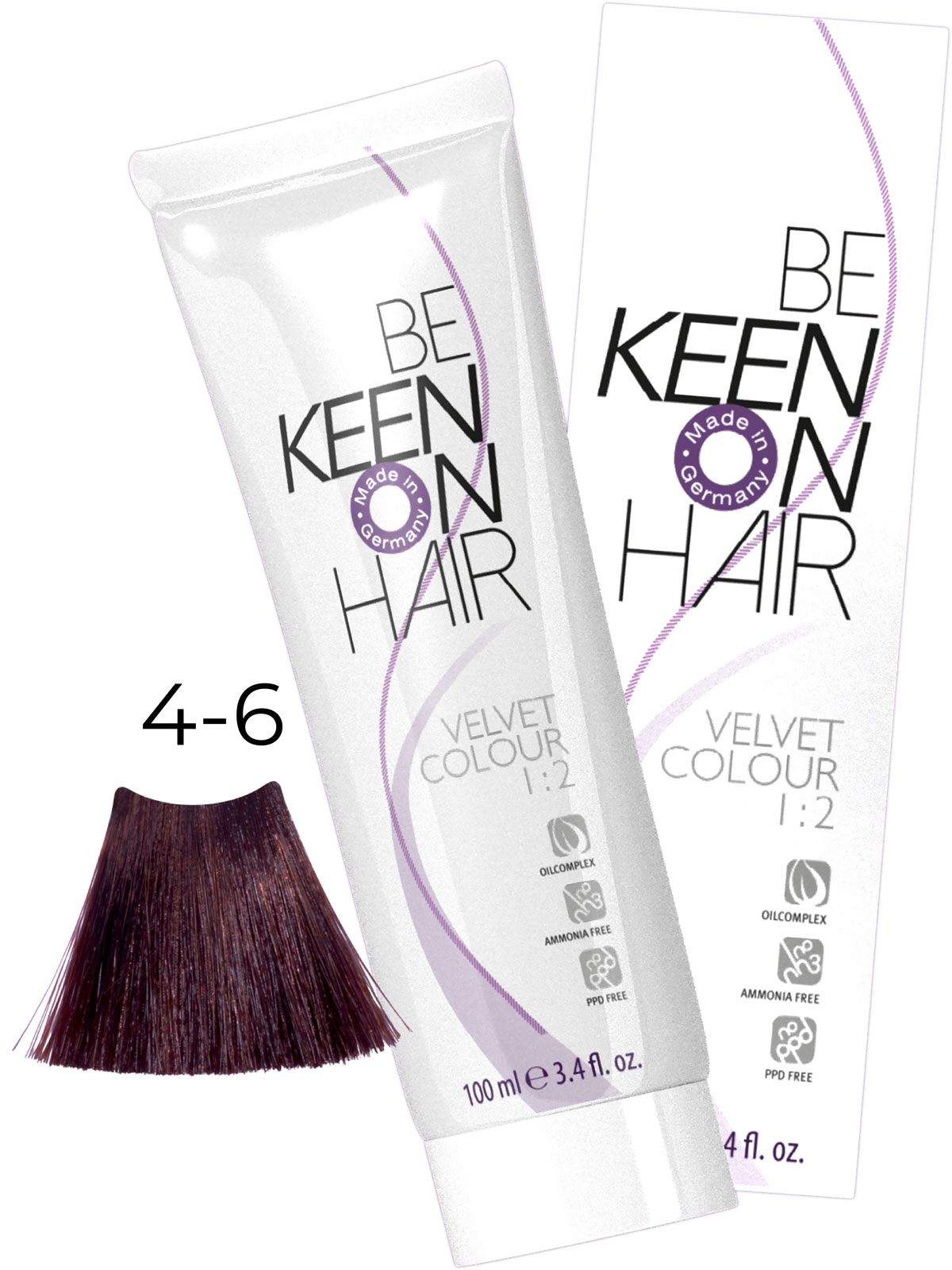Крем-краска без аммиака VELVET COLOUR 4.6 Дикая слива/Mittelbraun Violet (Wildpflaume)